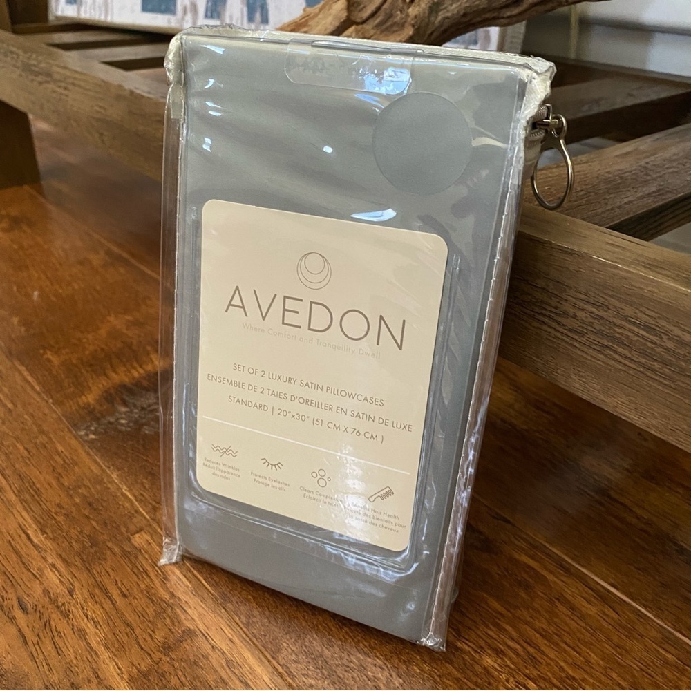 Satin Pillowcase Set Grey Standard size NEW